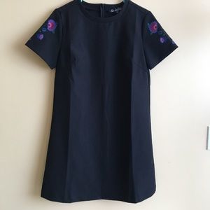 Black Dress, C’Fait Pour Vous Paris Dress, embroidered short sleeves, size 40